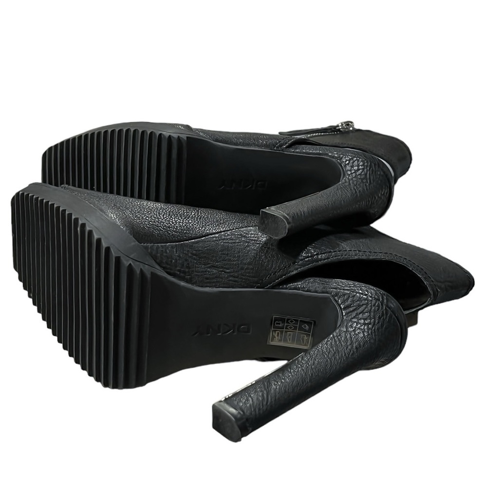 DKNY Malia Pebbled Leather Zip Up Platform Stiletto Bootie Sandals - Picture 8 of 9